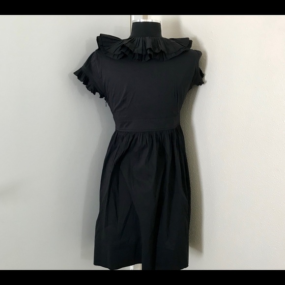 Maggy London Black Dress with Ruffle Collar. - Picture 5 of 6